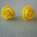 Adorable Mini Rose Earrings - Yellow - Jewelry By..