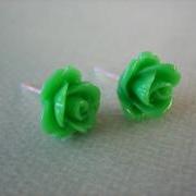 Adorable Mini Rose Earrings - Green - Jewelry by FIVE