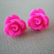 Adorable Mini Rose Earrings - Honeysuckle - Jewelry by FIVE