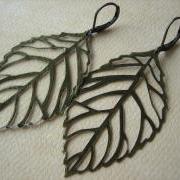 Leaf Earrings - Antique Bronze - Jewelry by FIVE