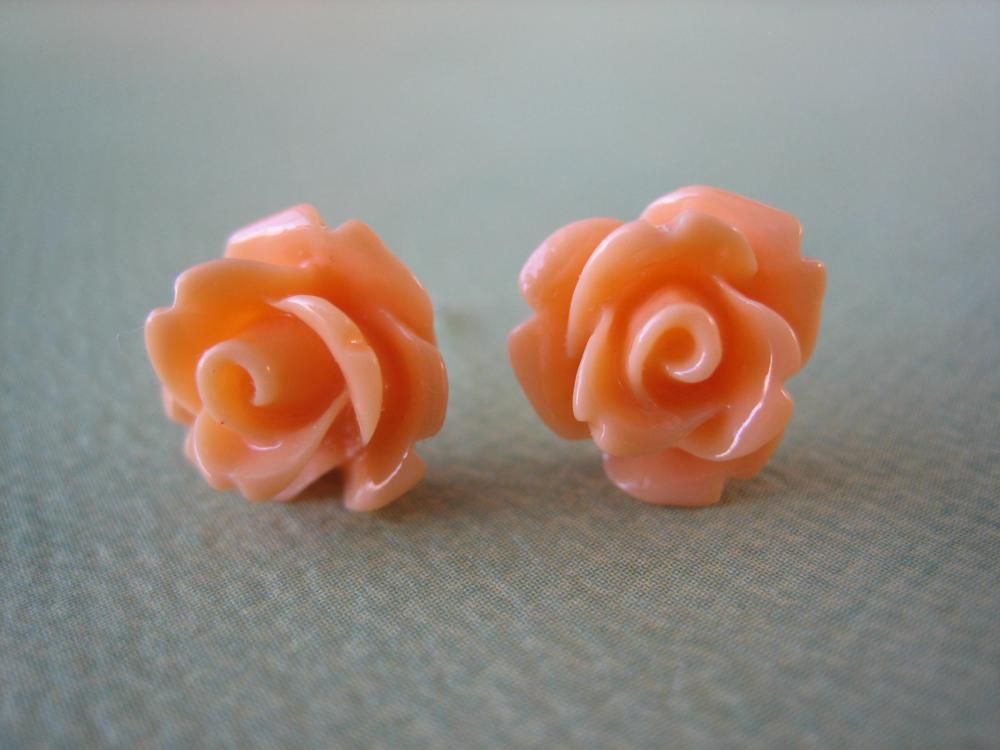 Adorable Mini Rose Earrings - Creamsicle - Jewelry By Five