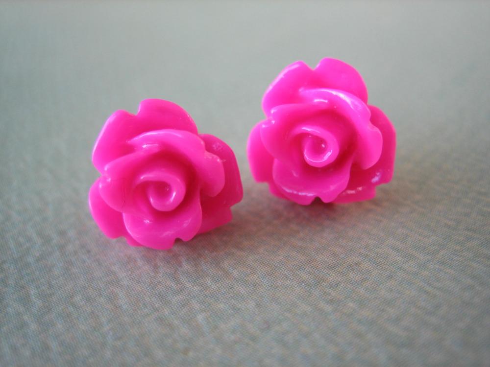 Adorable Mini Rose Earrings - Honeysuckle - Jewelry By Five