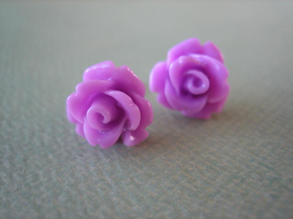 Adorable Mini Rose Earrings - Lavender - Jewelry By Five