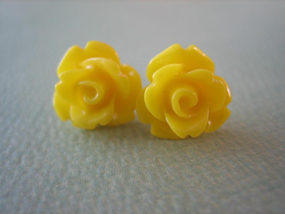 Adorable Mini Rose Earrings - Yellow - Jewelry By Five